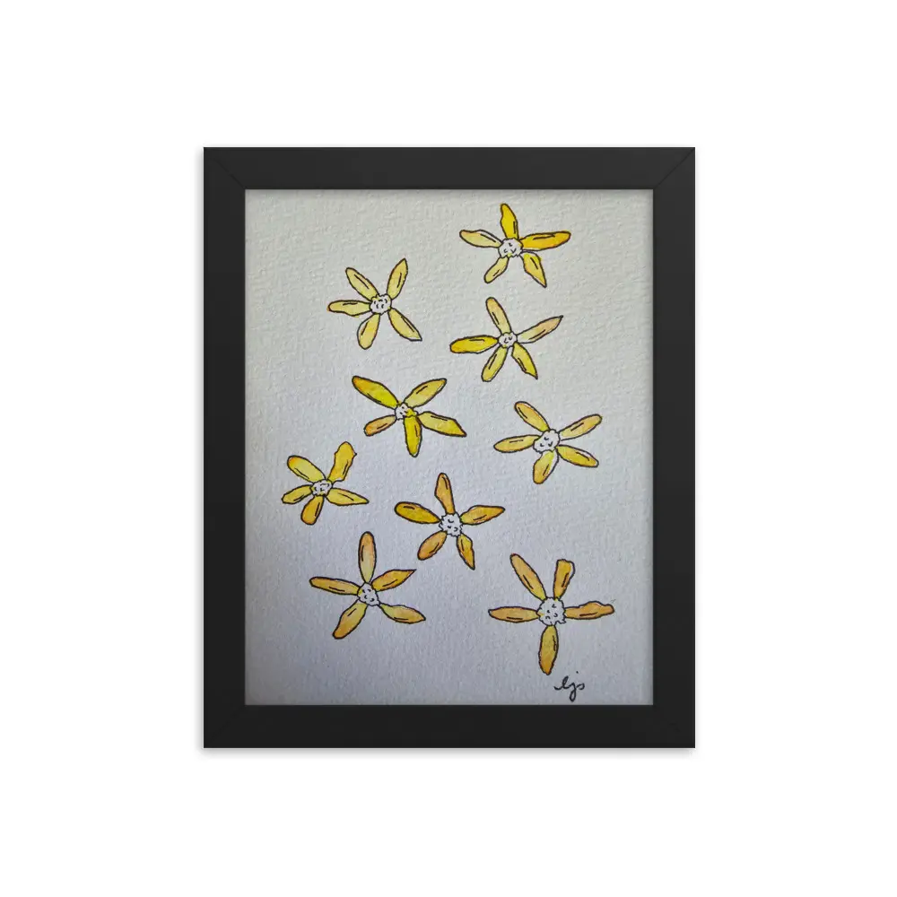 Yellow Flowers Drawing Reproduction Print