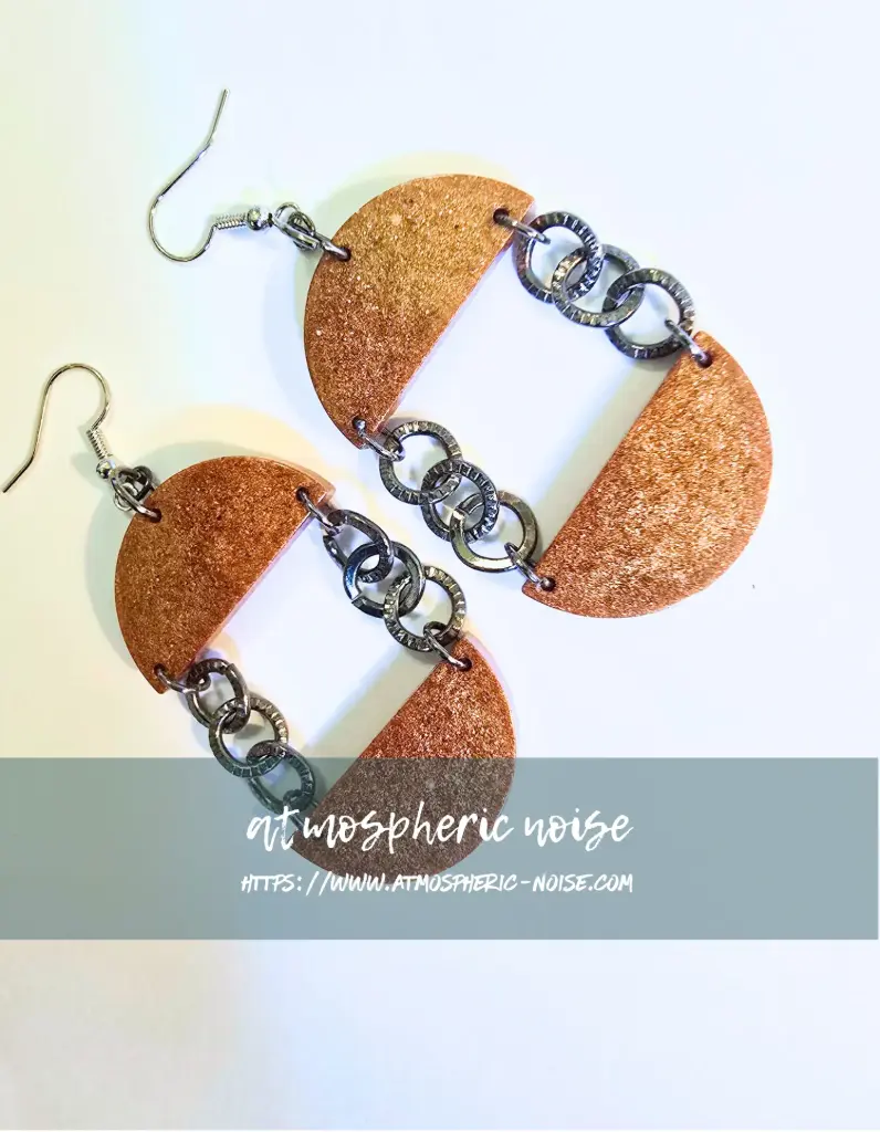 "Split in Copper" Modern Chain Resin Earrings