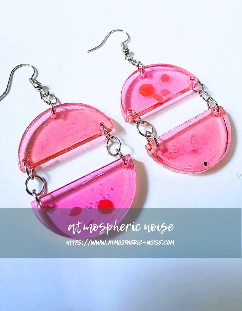 "Split in Pink" Modern Chain Resin Earrings