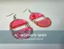 "Split in Pink and Red" Modern Chain Resin Earrings