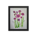 Pink Flowers Blooming Watercolor and Ink Drawing