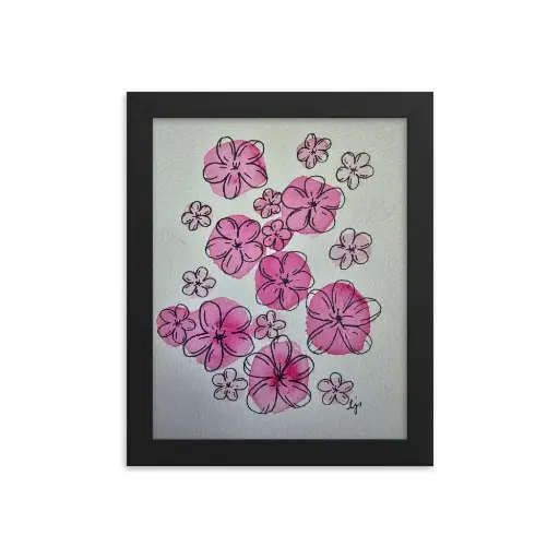 Pink Flowers Framed Reproduction Print