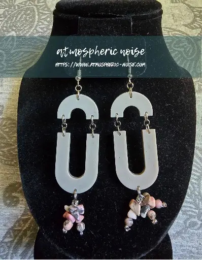 Grey Modern Boho Arch Resin Earrings